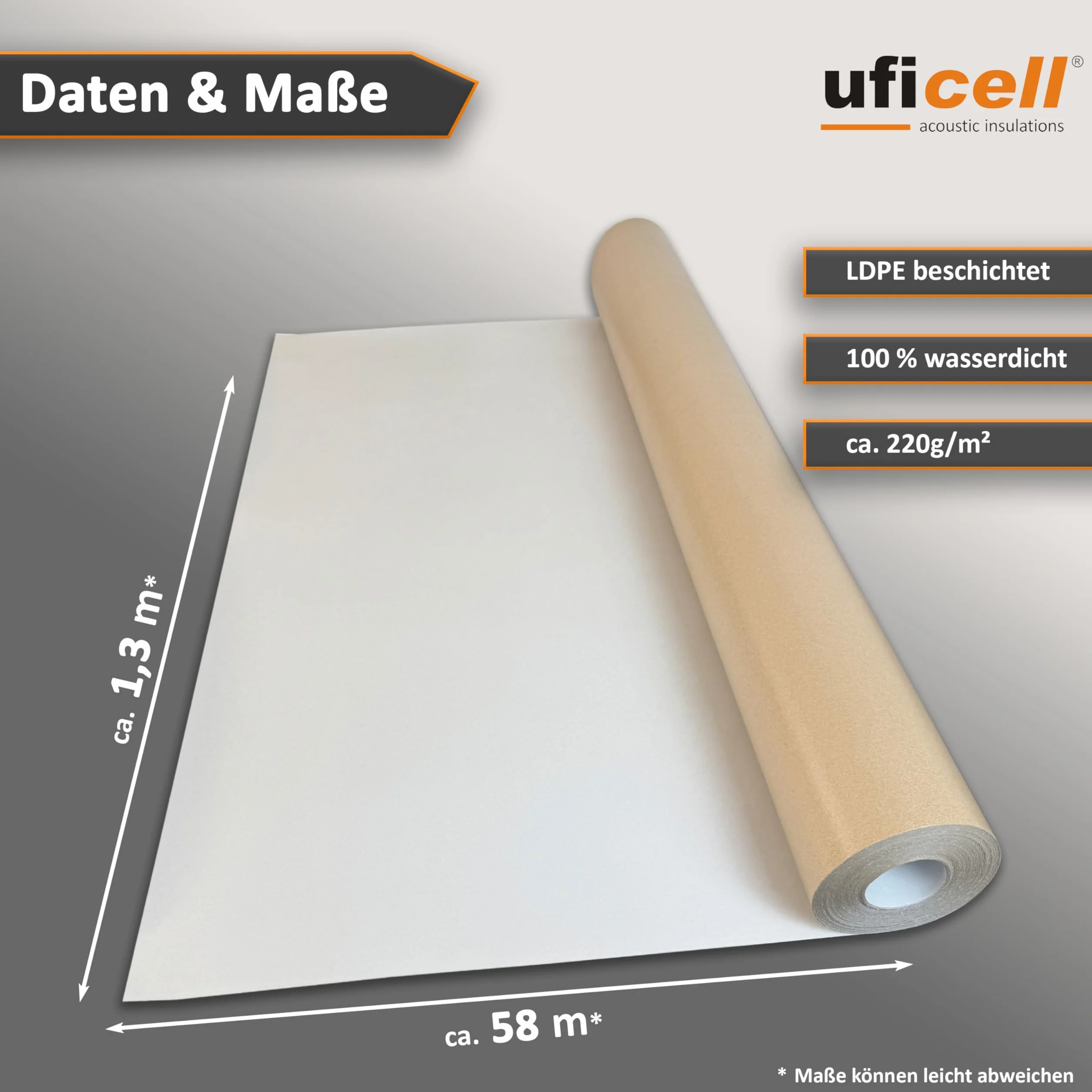 uficell® Papier do kartonów mlecznych Basic 220 g/m² 1,30 m x 58 lfm 75 m²