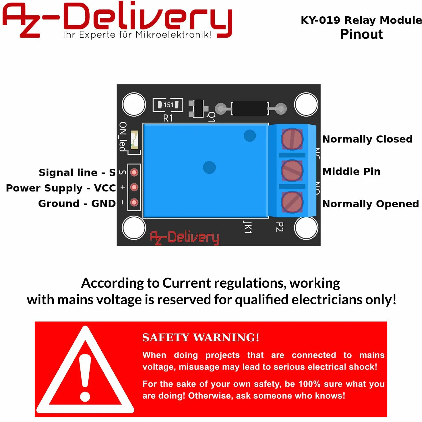 AZDelivery 3 x 1-przekaźnik 5V KY-019 moduł wyzwalacza wysokiego poziomu, kompatybilny z Arduino i Raspberry Pi wraz z e-bookiem!