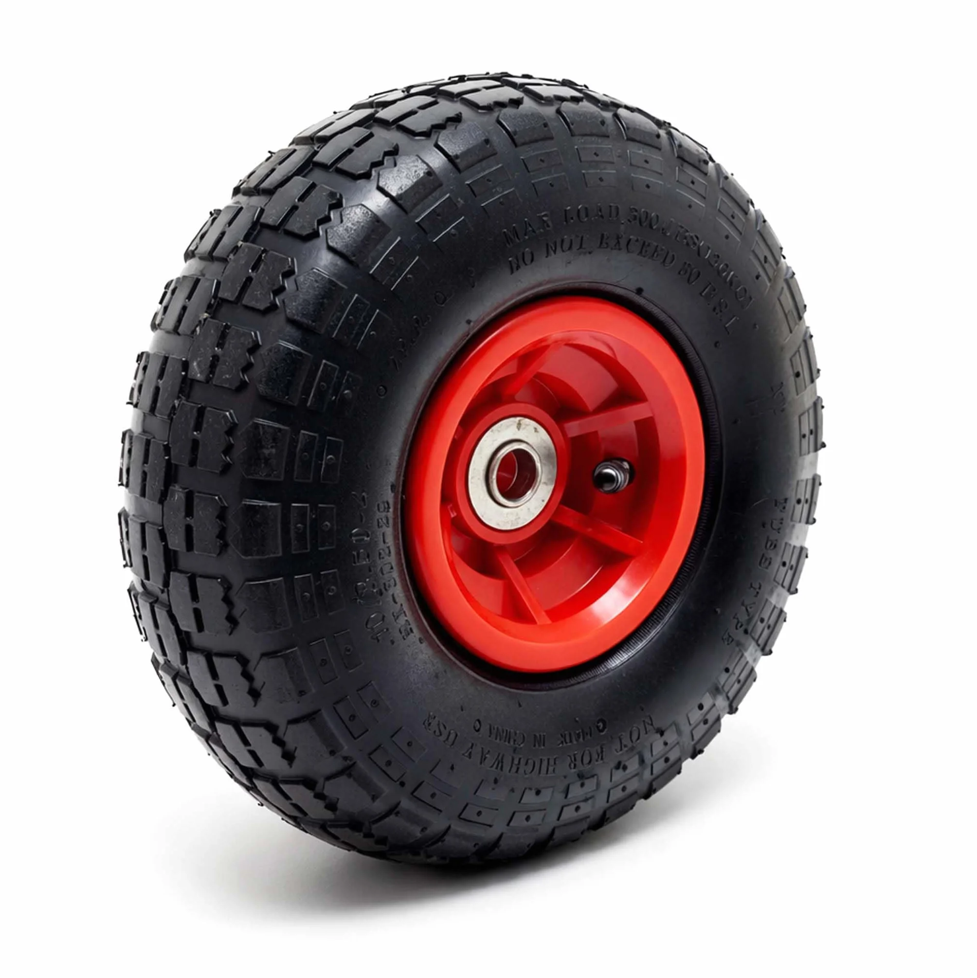 Koło Wiltec 4.10/3.50-4 85 x 250 mm 136 kg, kompletne koło do taczki z plastikową obręczą, zawór kątowy, opony pneumatyczne do wózków workowych, wózków ręcznych itp.
