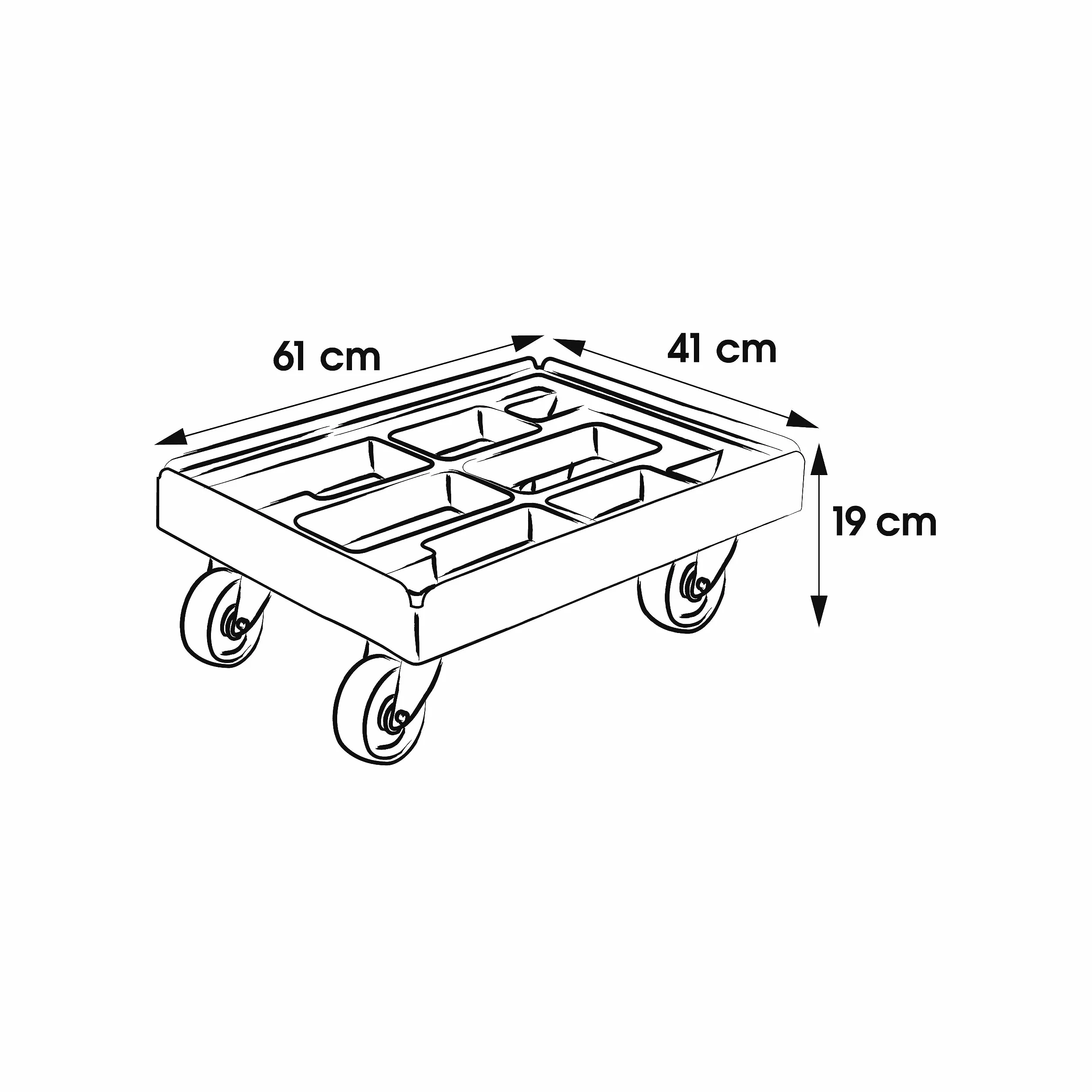 keeeper Transportroller für Transportboxen- und Körbe, Tragkraft bis 300 kg, 61 x 41 x 19 cm, Rolf, Rot