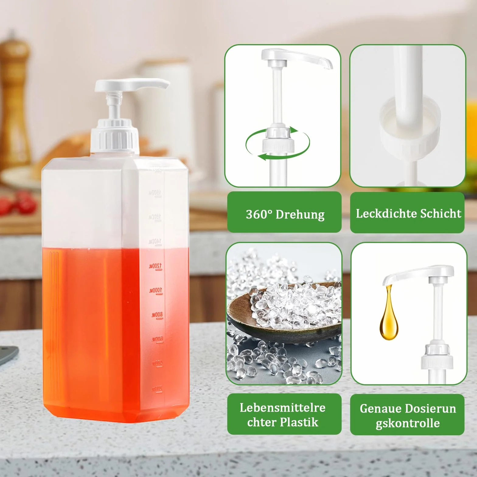 6-częściowy zestaw pompek dozujących, dozownik pompy wielokrotnego użytku, dozownik syropu 5 ml i 10 ml, nasadka z pompką, pompa syropowa dla rodziny, kawiarni, restauracji
