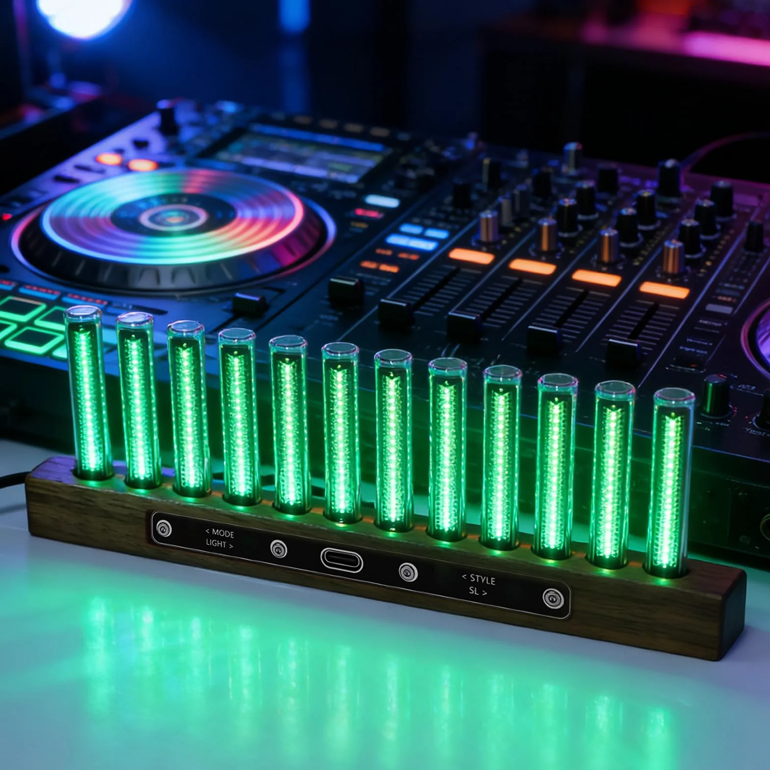 Bezprzewodowy Analizator Dźwięku LED 12 Lamp AGC RGB Wyświetlacz Widma Muzycznego